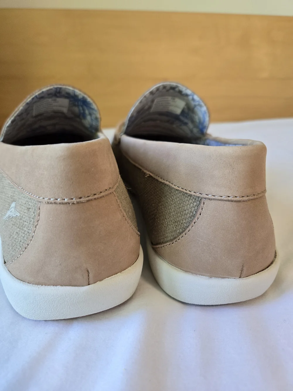 Tommy Bahama Taormina Loafers Canvas Linen Men's 10 Leather Trim Slip On